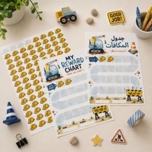 🌟 لوحة المكافآت المدرسية للأولاد 🚜💙